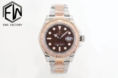 Rolex Yacht-Master 40mm 3235 Movement 904L Steel Brown Face Blue Lume TT Rose Gold Oyster Strap Watch